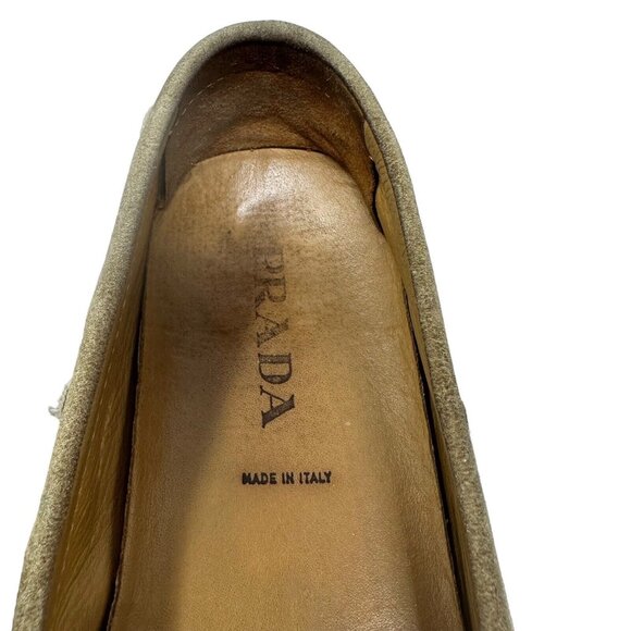 PRADA Driving Loafer MOCCASIN BEIGE SUEDE Womens 36.5 RUBBER SOLE 1D 3711 - Picture 8 of 11